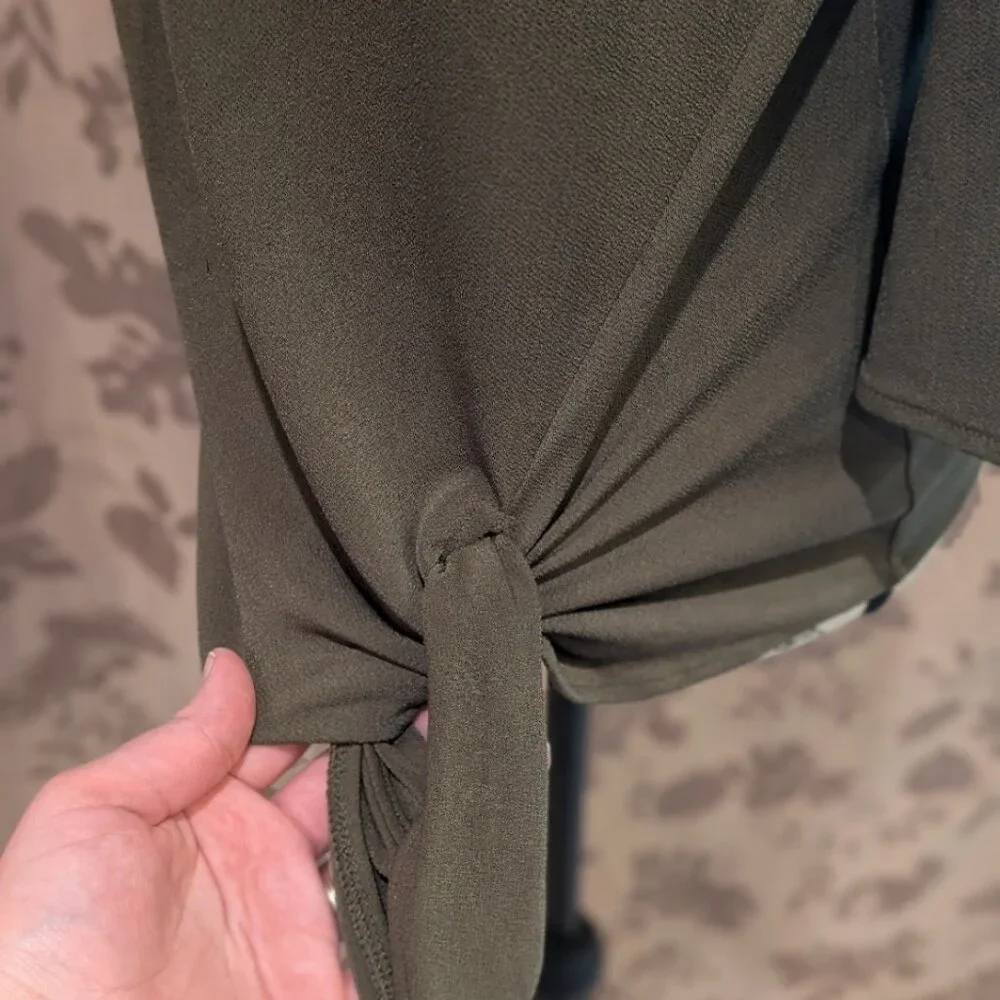 Banana Republic Olive Green Side Tie Blouse, Size S, Excellent Used Condition!